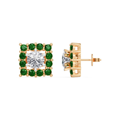 Square Emerald Bloom Earring