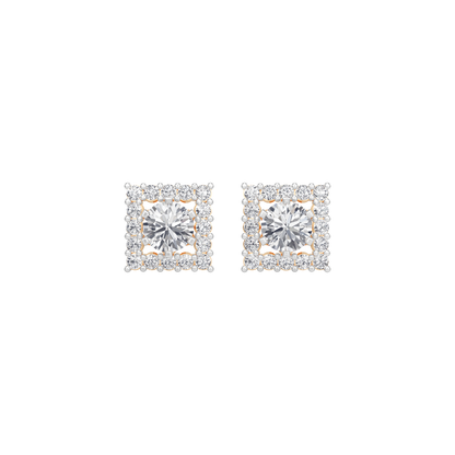 Square Halo Solitaires Earring