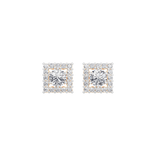 Square Halo Solitaires Earring