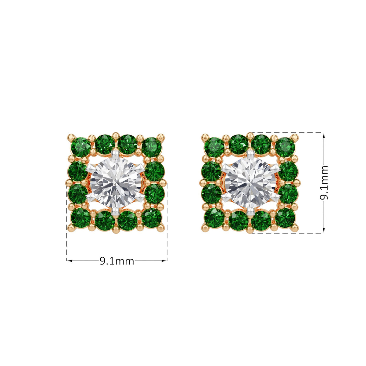 square emerald bloom earring
