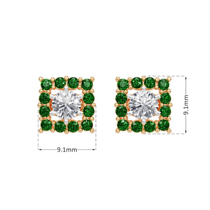 Square Emerald Bloom Earring