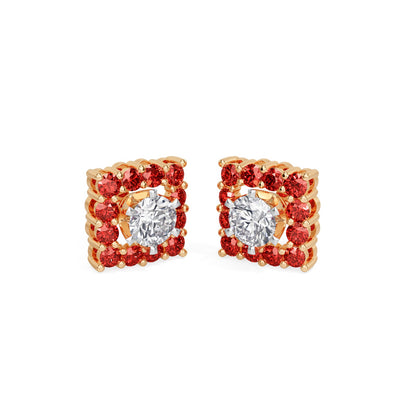 Square Ruby Bloom Earring