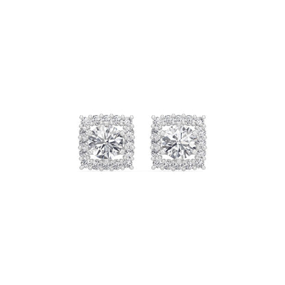 Square Halo Solitaires Earring