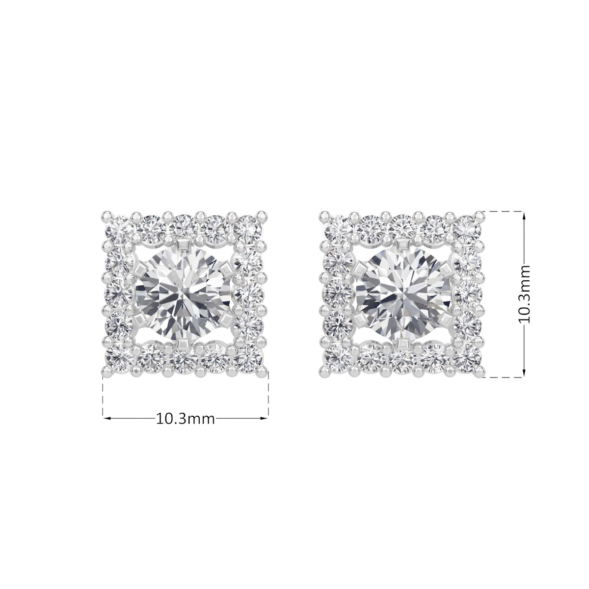 square halo solitaires earring