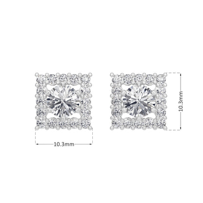 Square Halo Solitaires Earring