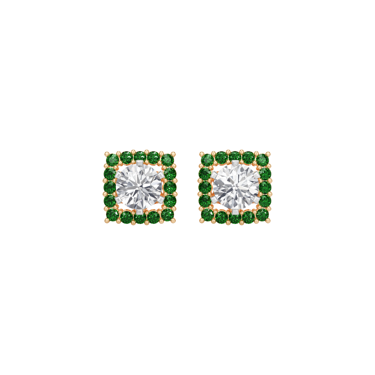 square emerald bloom earring