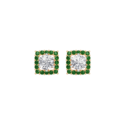 Square Emerald Bloom Earring