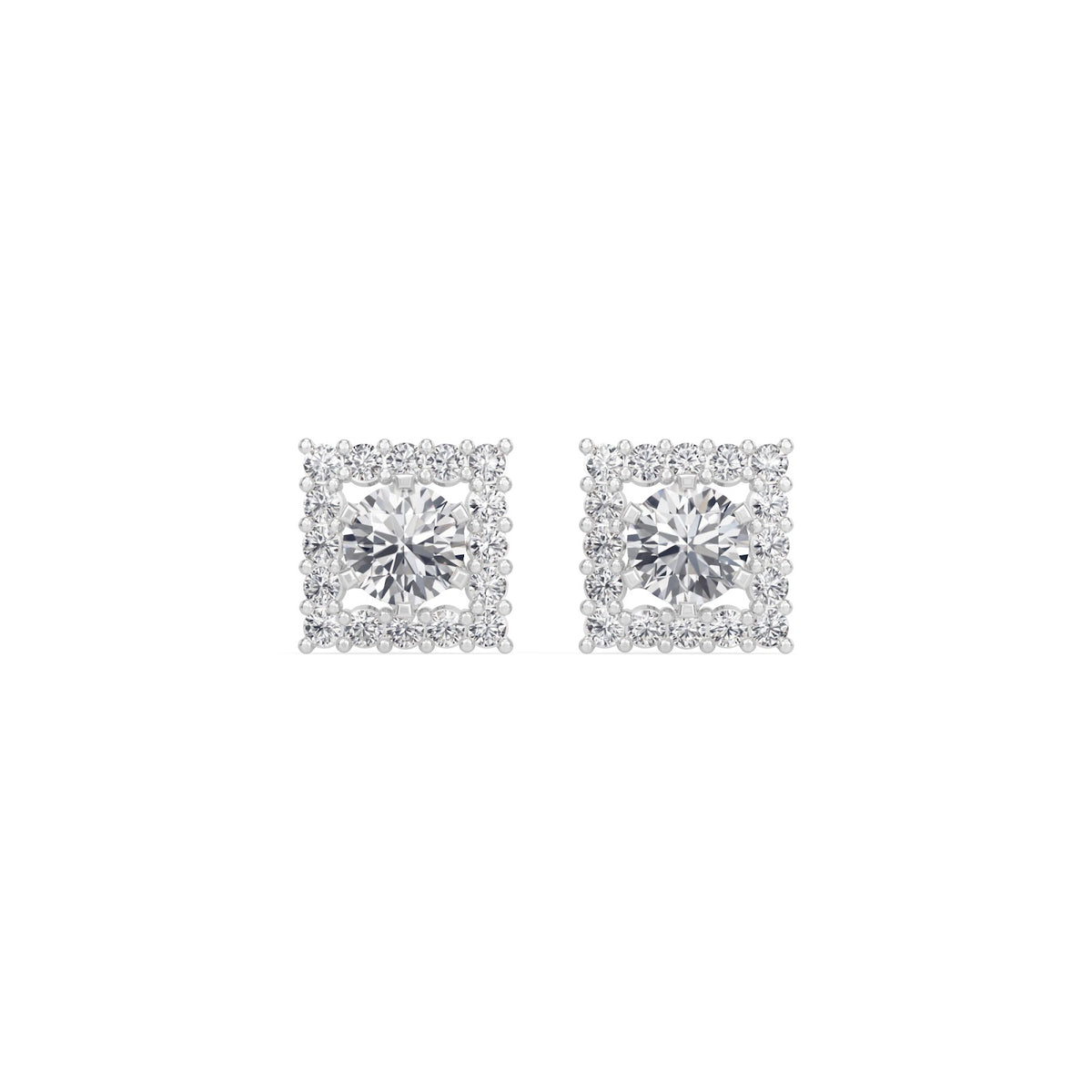 square halo solitaires earring