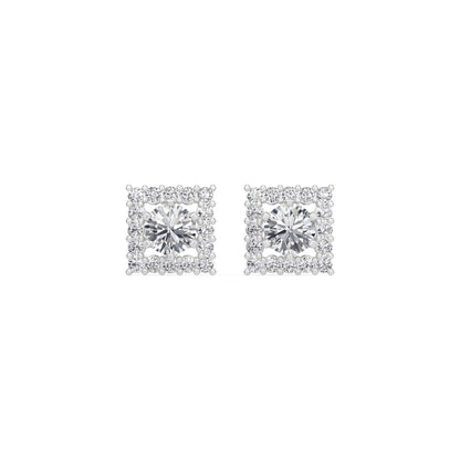 Square Halo Solitaires Earring