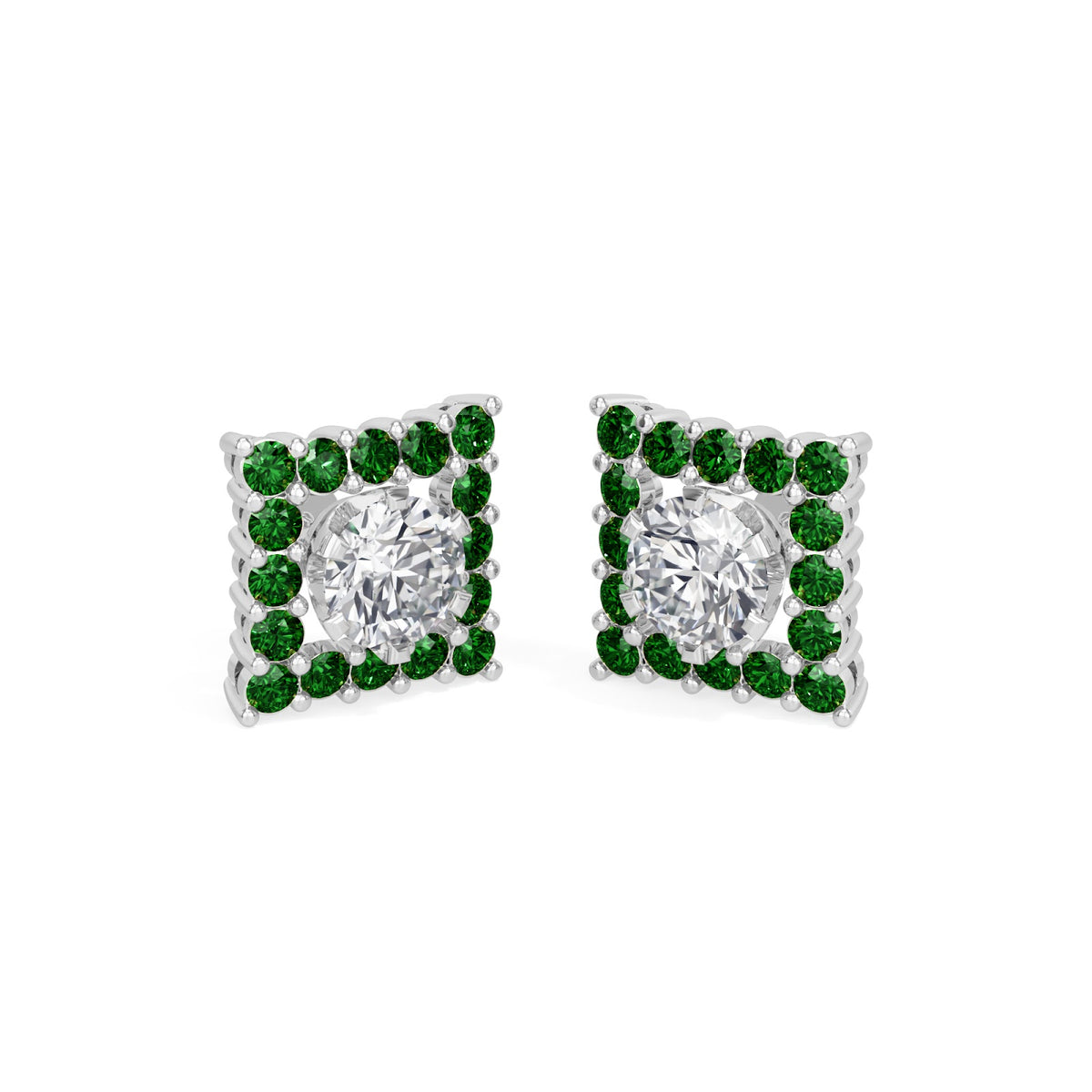 square emerald bloom earring