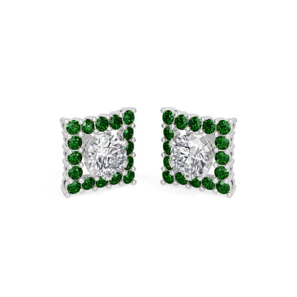 Square Emerald Bloom Earring