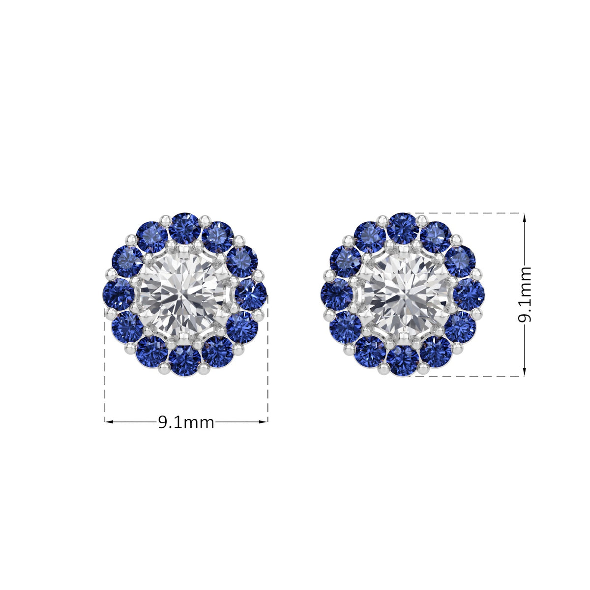 sapphire halo earring