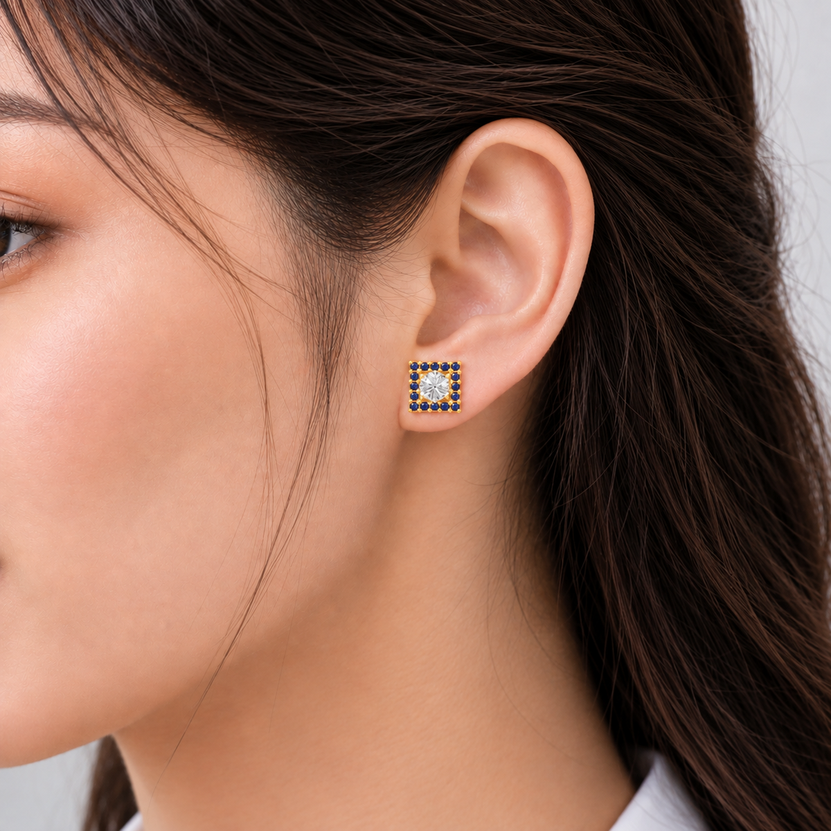 sapphire halo earring