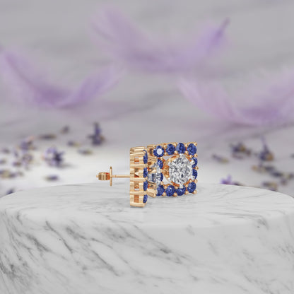 Sapphire Halo Earring
