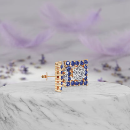 Sapphire Halo Earring
