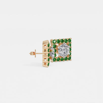 Square Emerald  Bloom Earring