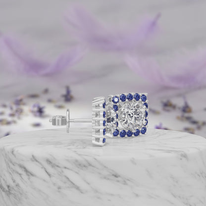 Sapphire Halo Earring