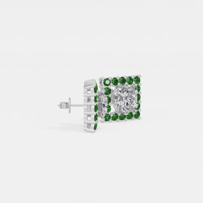 Square Emerald  Bloom Earring