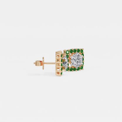 Square Emerald Bloom Earring