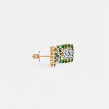 Square Emerald Bloom Earring