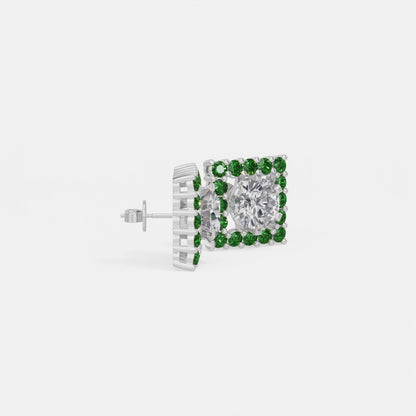 Square Emerald Bloom Earring