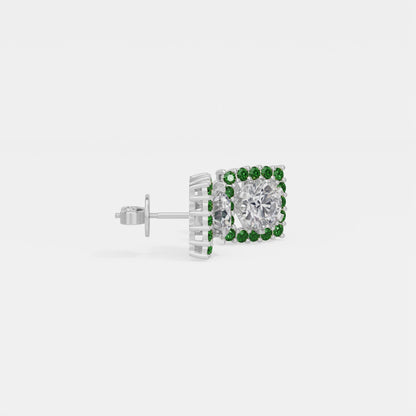 Square Emerald Bloom Earring