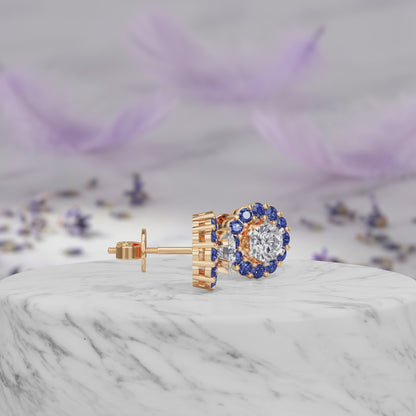 Sapphire Halo Earring