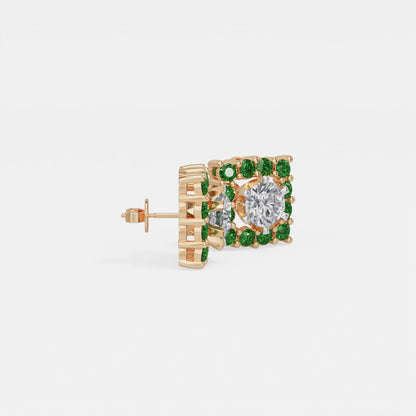 Square Emerald Bloom Earring
