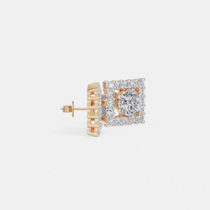 Square Halo Solitaires Earring