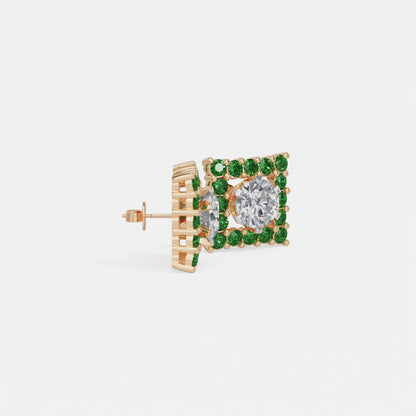 Square Emerald Bloom Earring