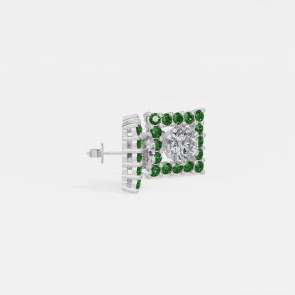 Square Emerald Bloom Earring