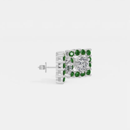Square Emerald Bloom Earring