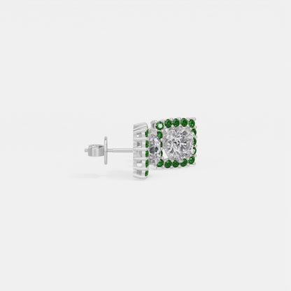 Square Emerald Bloom Earring